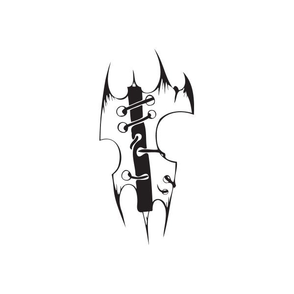 Black abstract twisted metal vinyl wall decal with horned letterform