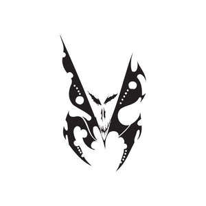 Black stylized emblem vinyl wall decal with sharp flame-like wings