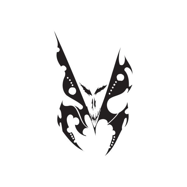 Black stylized emblem vinyl wall decal with sharp flame-like wings