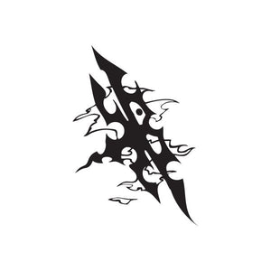 Black twisted-metal style wall decal with sharp flame-like emblem shape