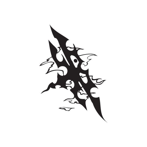 Black twisted-metal style wall decal with sharp flame-like emblem shape