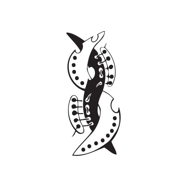 Vinyl wall decal, abstract black-and-white twisted metal design with dotted accents