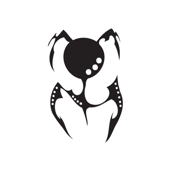 Twisted Metal wall decal: black dog head emblem with white dot accents, vinyl sticker