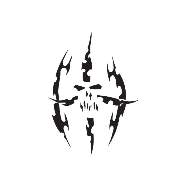 Vinyl wall decal of stylized flame emblem, black, single piece