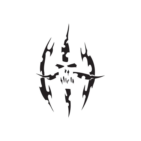 Vinyl wall decal of stylized flame emblem, black, single piece