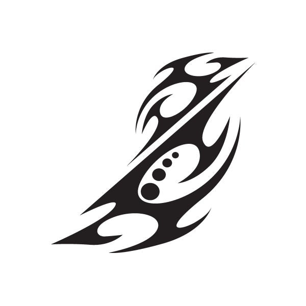 Black tribal flame vinyl decal with circular flame detail