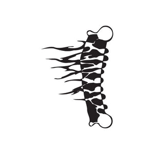 Black twisted metal animal vinyl wall decal with flame-like wing shapes