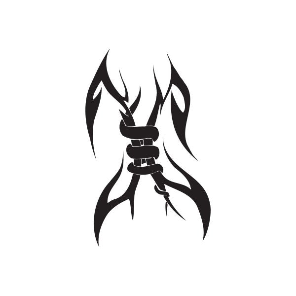 Vinyl wall decal of a black stylized flaming fist graphic