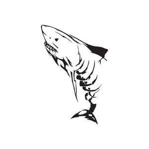 Stylized black-and-white fish wall decal with sharp fins and jagged lines