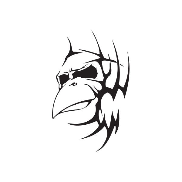 Black tribal-style dragon head vinyl wall decal