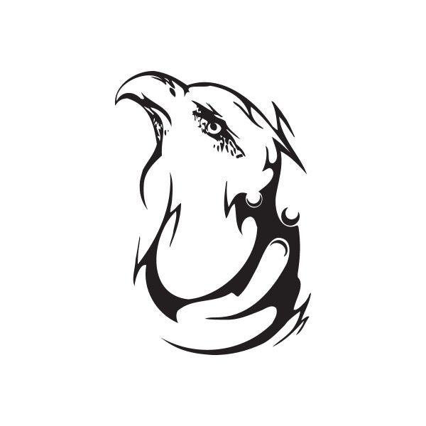 Stylized wolf head vinyl wall decal, black and white