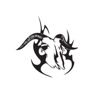Black dragon-head vinyl wall decal, bold horned design
