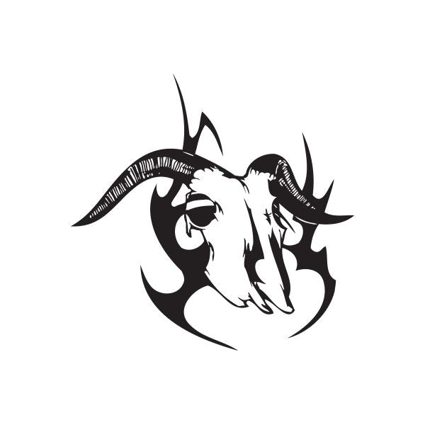 Black dragon-head vinyl wall decal, bold horned design