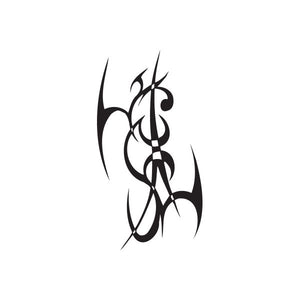 Vinyl wall decal with black abstract tribal animal design
