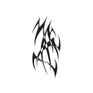 Vinyl wall decal with black flame and checkered banner design