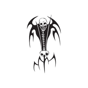 Skull wall decal vinyl with black-and-white winged graphic