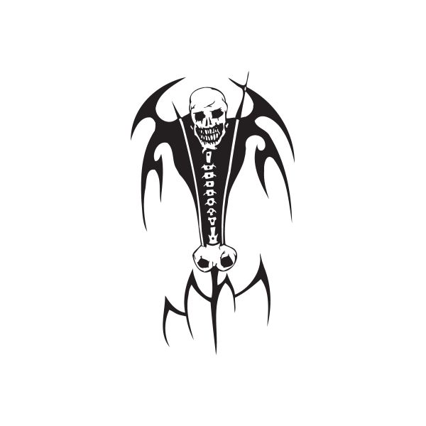 Skull wall decal vinyl with black-and-white winged graphic