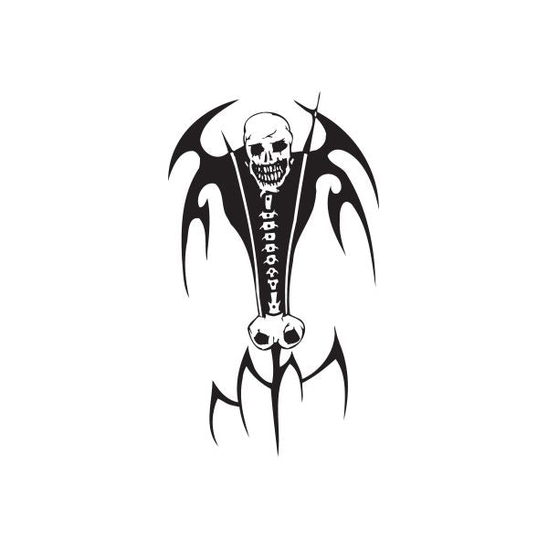 Skull wall decal vinyl with black-and-white winged graphic