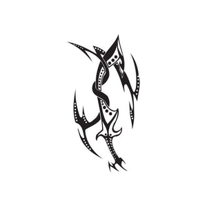 Vinyl wall decal featuring black tribal dragon head with dotted accents
