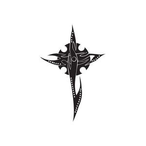 Black abstract compass rose vinyl wall decal with dotted accents