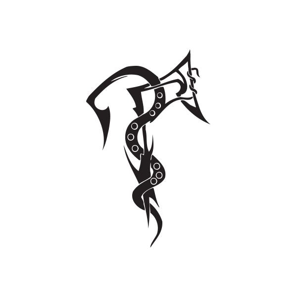 Twisted Metal vinyl wall decal, black and white mechanical axe-style emblem