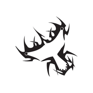 Vinyl wall decal featuring a black tribal skull graphic