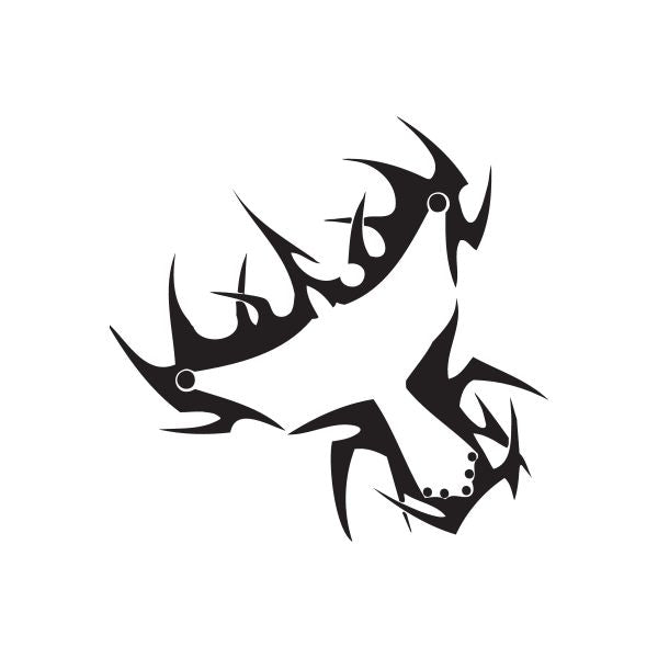 Vinyl wall decal featuring a black tribal skull graphic
