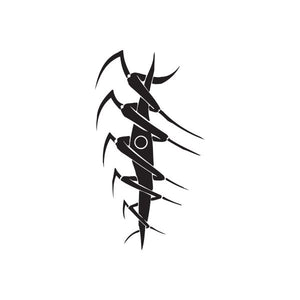 Twisted metal wall decal, black abstract spiked emblem graphic on vinyl