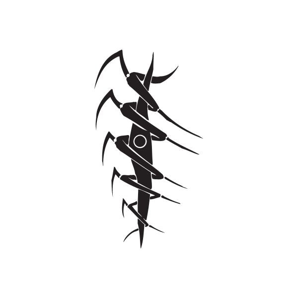 Twisted metal wall decal, black abstract spiked emblem graphic on vinyl