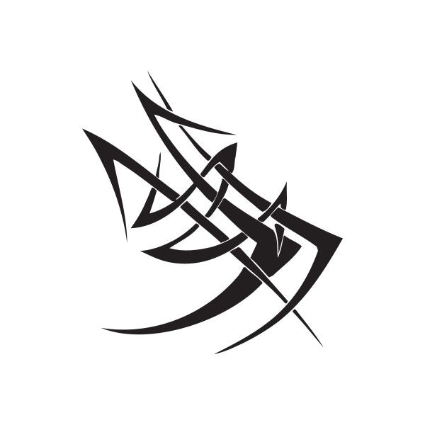 Black twisted metal wall decal with angular tribal knot design