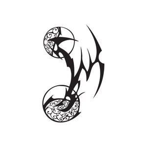 Black vinyl wall decal featuring stylized dragon-like creature with tribal swirls