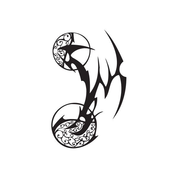 Black vinyl wall decal featuring stylized dragon-like creature with tribal swirls