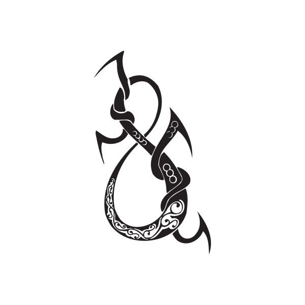 Black twisted metal style wall decal with ornate curved tribal graphic