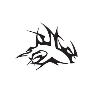 Black tribal wall decal with stylized lightning-like animal graphic