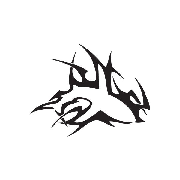 Black tribal wall decal with stylized lightning-like animal graphic
