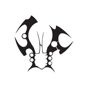 Stylized rabbit face vinyl wall decal with black tribal wings