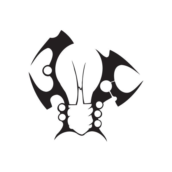 Stylized rabbit face vinyl wall decal with black tribal wings