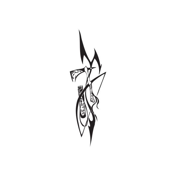 Black tribal-style creature wall decal with sharp spikes and swirl details