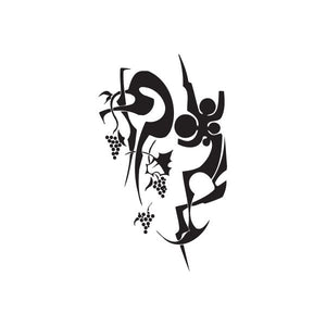 Black abstract vinyl wall decal with twisted metal style and splatter accents