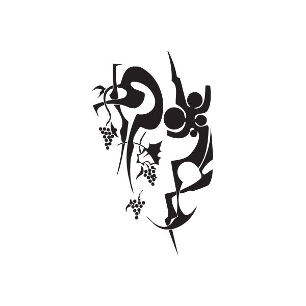 Black abstract vinyl wall decal with twisted metal style and splatter accents