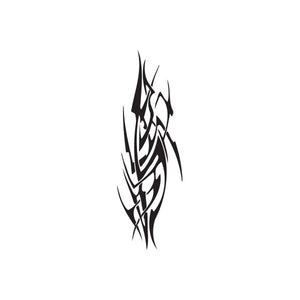 Black twisted metal vinyl wall decal with sharp tribal flame design