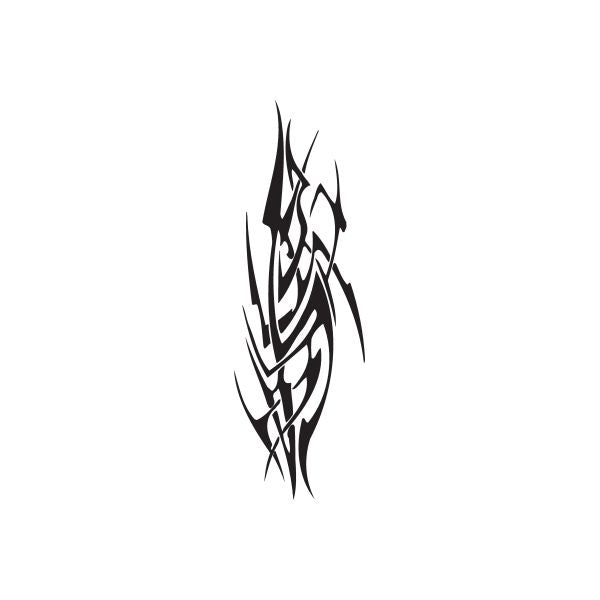 Black twisted metal vinyl wall decal with sharp tribal flame design