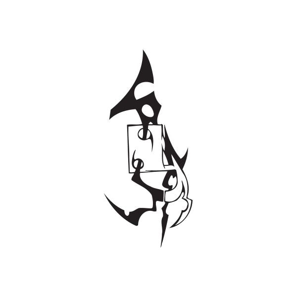 Black twisted-style character wall decal with spiky emblem and outline details