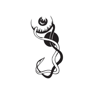 Black twisted metal-style cat devil wall decal with curled tail