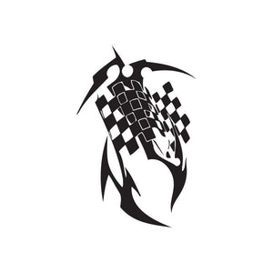 Black graffiti-style wall decal with checkered helmet and face profile