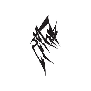 Vinyl wall decal with twisted metal style black angular graphic