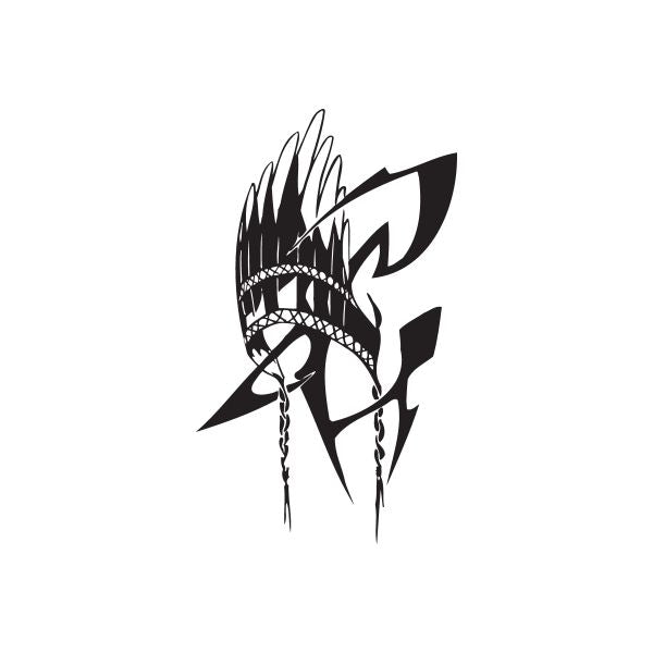 Black stylized warrior head vinyl wall decal with spikes and chain details