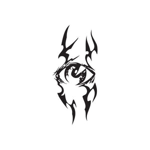 Black vinyl wall decal featuring a stylized dragon face with flames