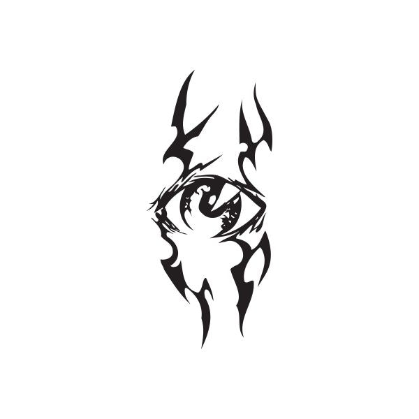 Black vinyl wall decal featuring a stylized dragon face with flames