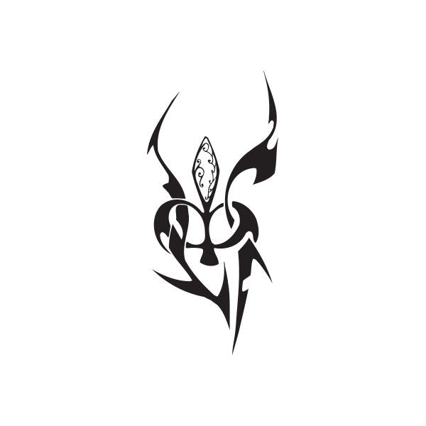 Vinyl wall decal with black flame-style emblem and white inner detail